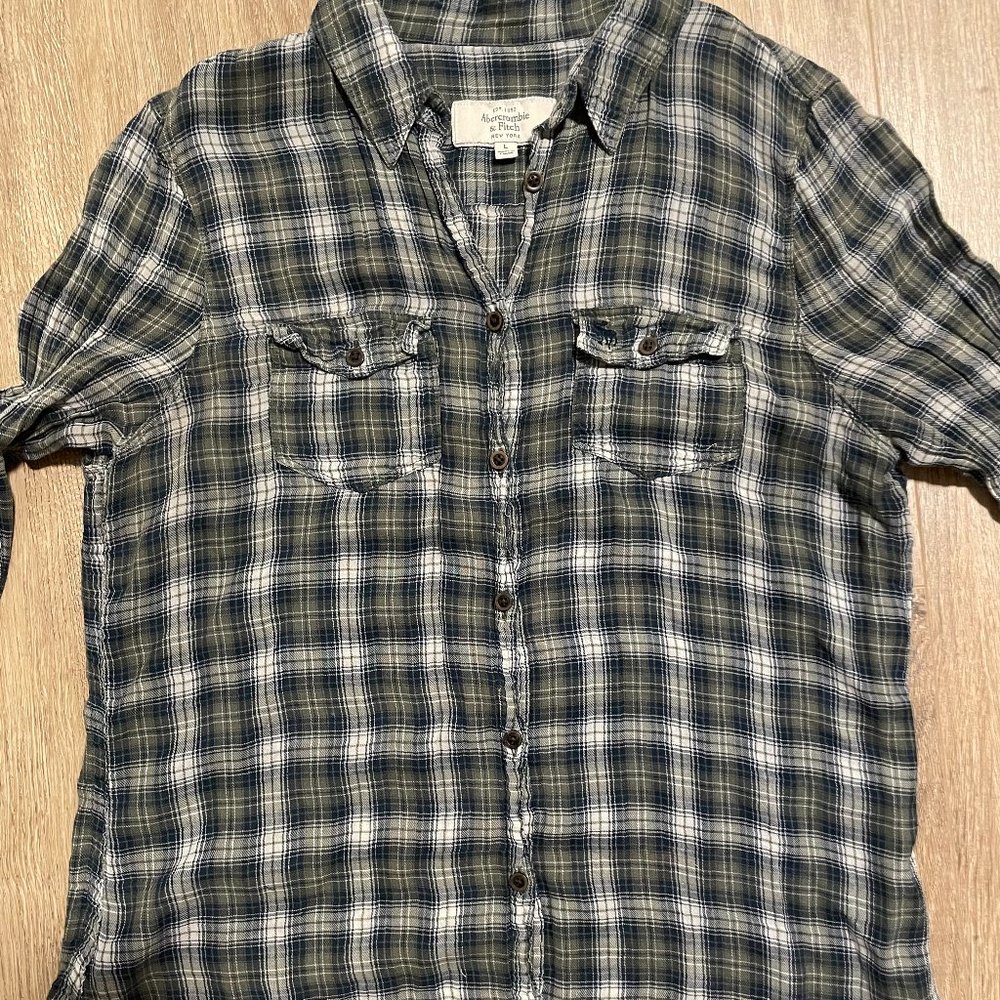 Vintage Abercrombie & Fitch Women’s Green/Blue Flannel Sz L